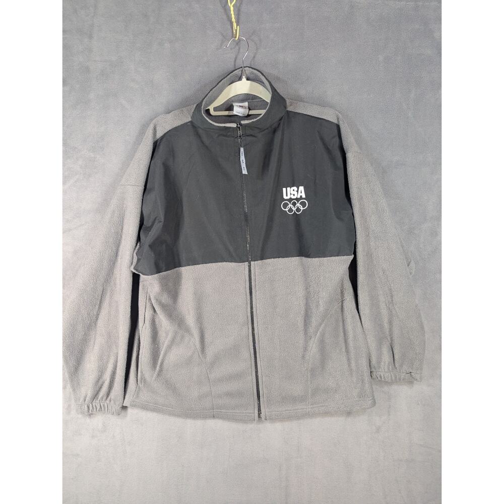 US Olympic Committee Fleece Jacket Men’s Large Black Gray Full Zip